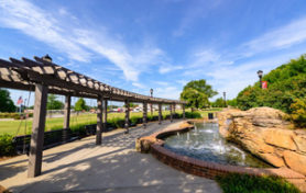 Exterior of fountain at park in downtown Greer