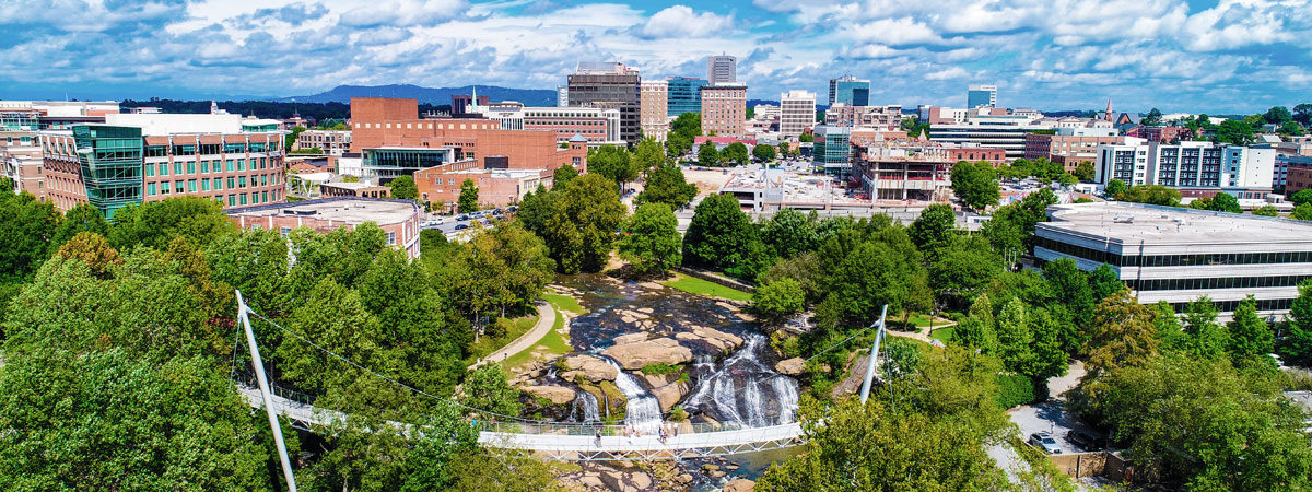 Aireal view of downtown Greenville, SC