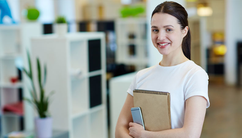 female intern in an office setting